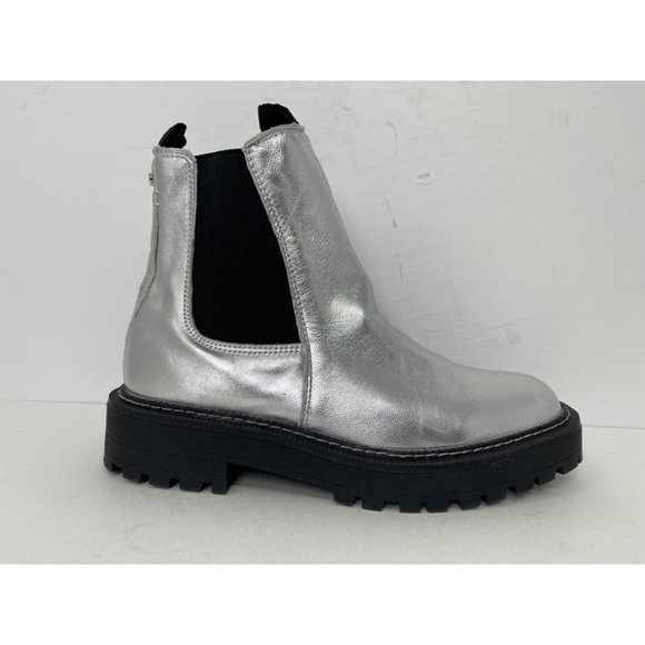 Sam Edelman Girls size 4 Laguna Mini Boots Soft Silver Leather zip up boots - Picture 4 of 13